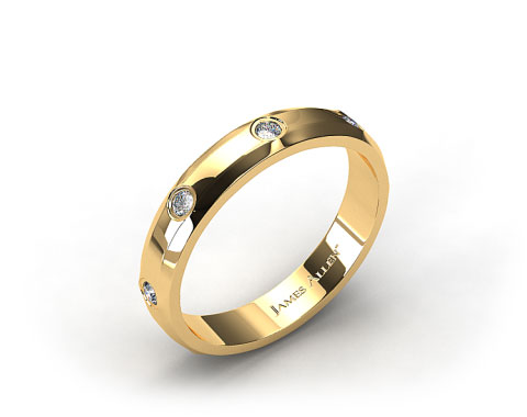 14k Yellow Gold 4mm Bezel Set Diamond Wedding Ring